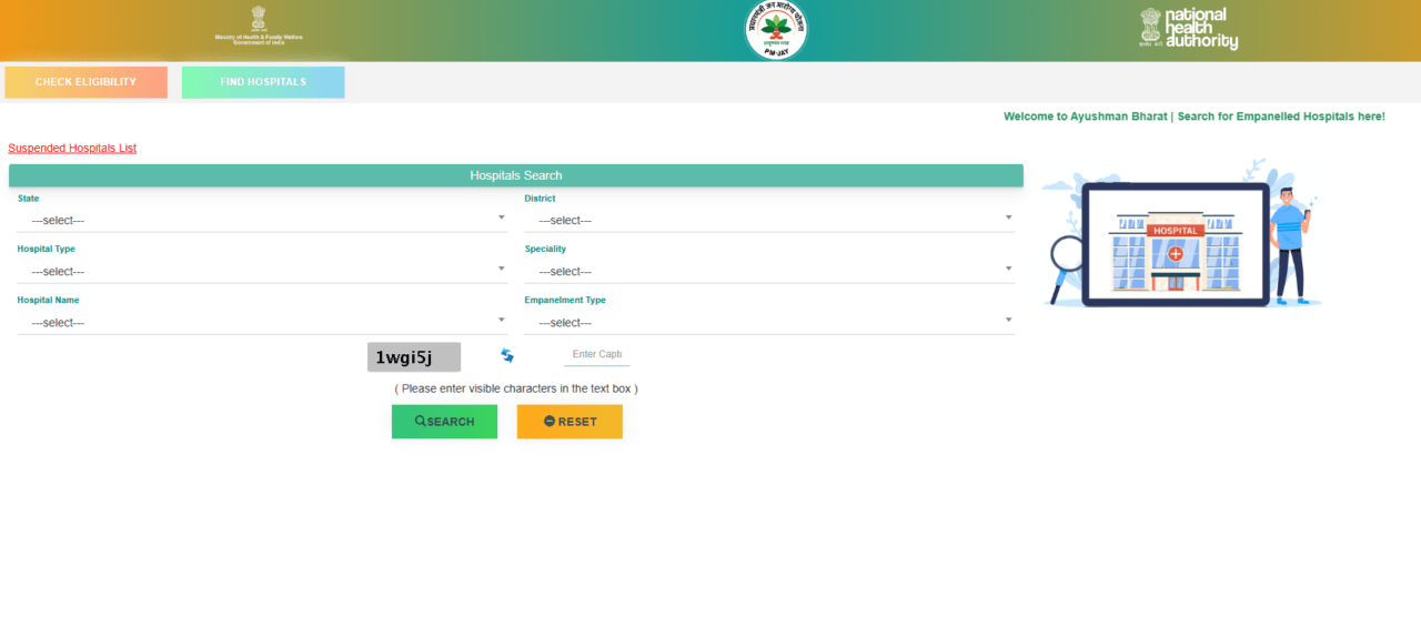 आयुष्मान योजन में अस्पतालों की सूची