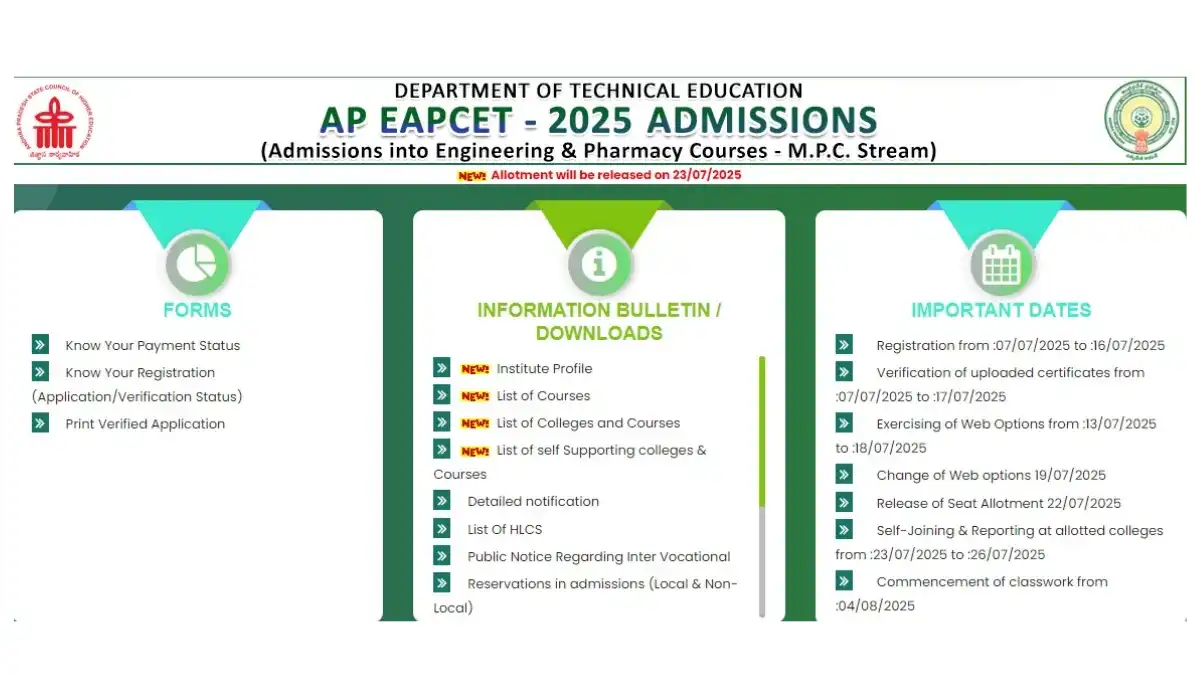 AP EAMCET Seat Allotment 2025