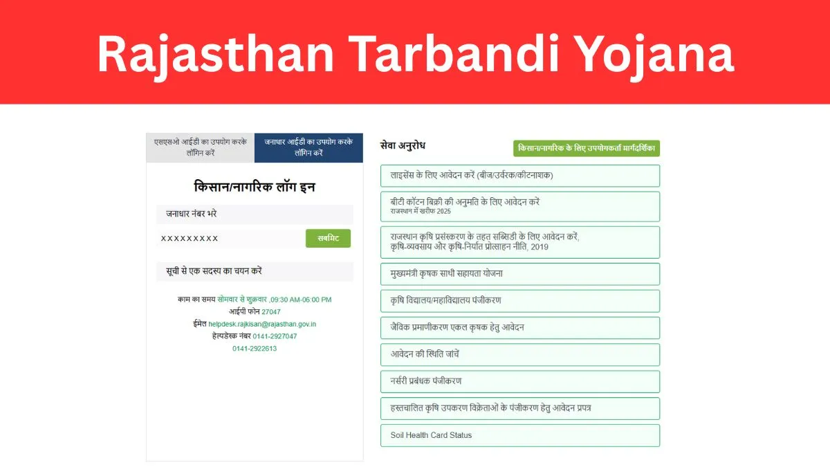 Rajasthan Tarbandi Yojana 2025