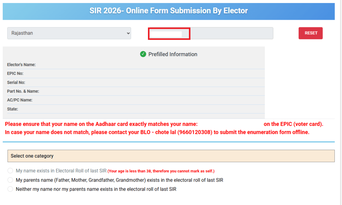 Online Form Submission by Elector”